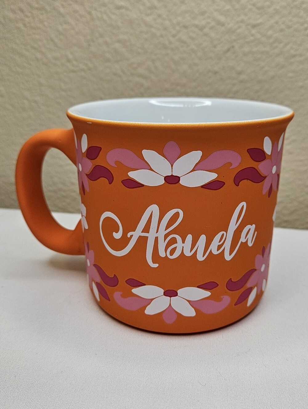 Orange “Abuela” Floral Mug – Fig & Fern Ceramic Coffee Cup NEW